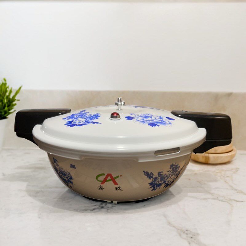 安玖青花图案高压锅矮身压力锅酒店饭店剁椒鱼头锅电磁炉商用