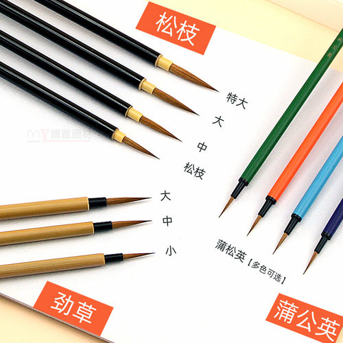 秋宏斋蒲公英松枝劲草狼毫勾线笔描边极细软毛小毛笔圆头水彩画笔
