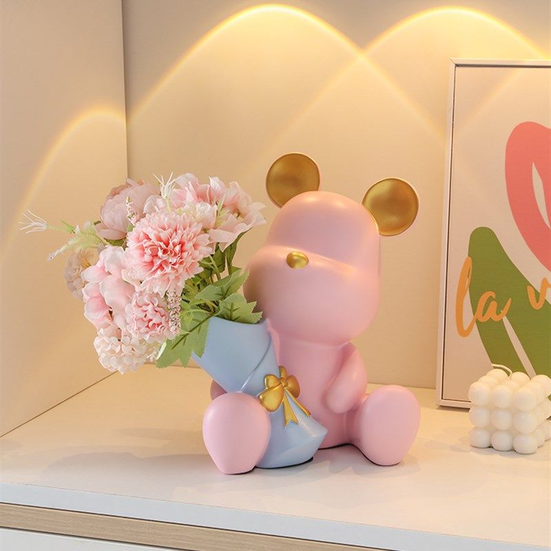捧花暴力熊客厅桌面摆件家居饰品玄关电视柜办公桌装饰品乔迁礼品,家居饰品,装饰摆件,淘宝优惠券,粉丝福利购,淘宝优惠卷
