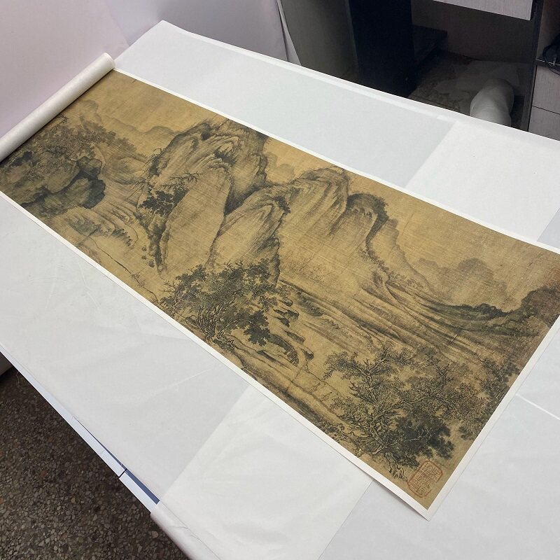 1:1宋王诜溪山秋霁图山水长卷国画艺术微喷古代名画复制品装饰画