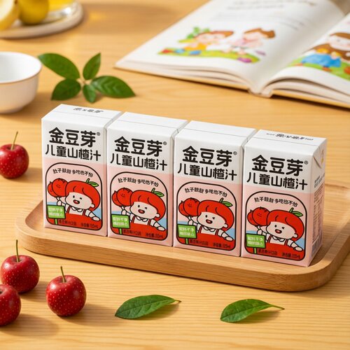 金豆芽儿童山楂汁125ml*4盒装果汁便携