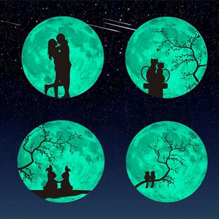 荧光月球夜光贴家居房间墙面装 饰品少女心宿舍墙上布置夜光墙贴纸
