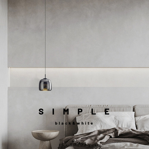 意式极简卧室床头吊灯单头长吊线艺术餐厅设计师玻璃吧台餐桌灯具