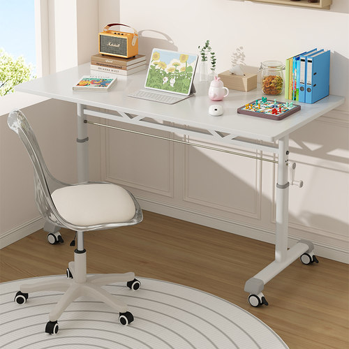 可升降电脑桌移动滑轮书桌学生家用儿童学习桌卧室办公桌书桌子