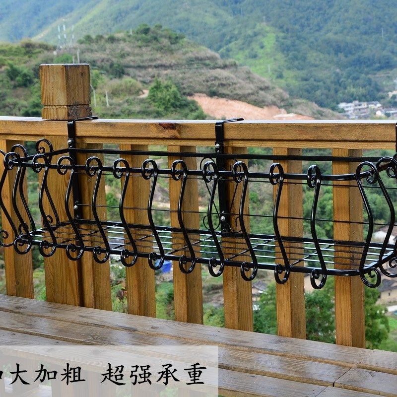 铁艺栏杆花架室外墙壁花盆架窗台阳台种菜护栏悬挂式花篮多肉花架