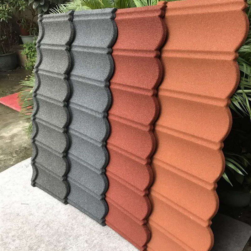 金冠建材圆弧彩石金属瓦防水别墅屋顶面镀铝锌钢板瓦树脂瓦宝石蓝