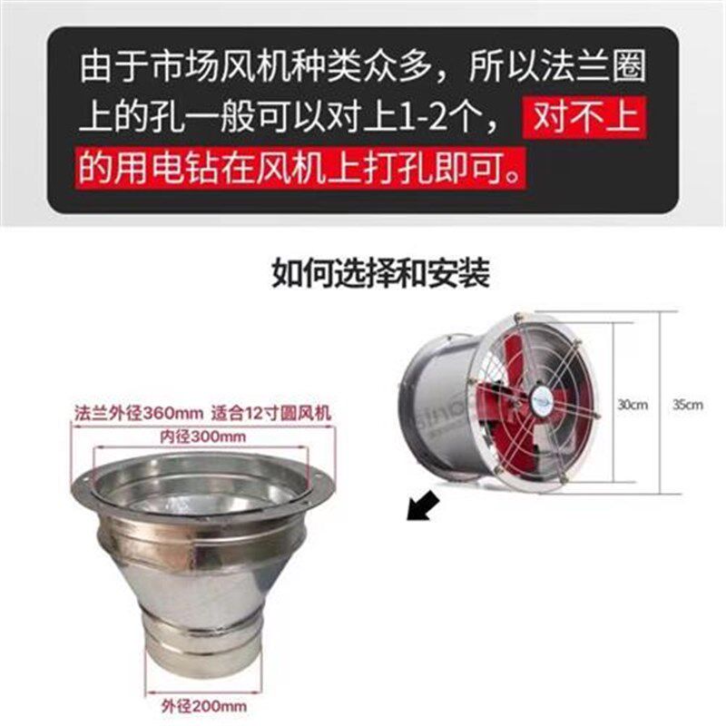 风机法兰抽油烟机接头大小头排烟转换变径排风管镀锌喇叭口白铁皮