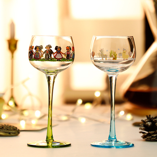 手工刻花小球杯 马天尼杯鸡尾酒杯圆球形高脚杯阿尔萨斯小人偶杯