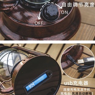 充电式马灯煤油灯手提复古长续航氛围露营营地灯户外照明拍照摆件