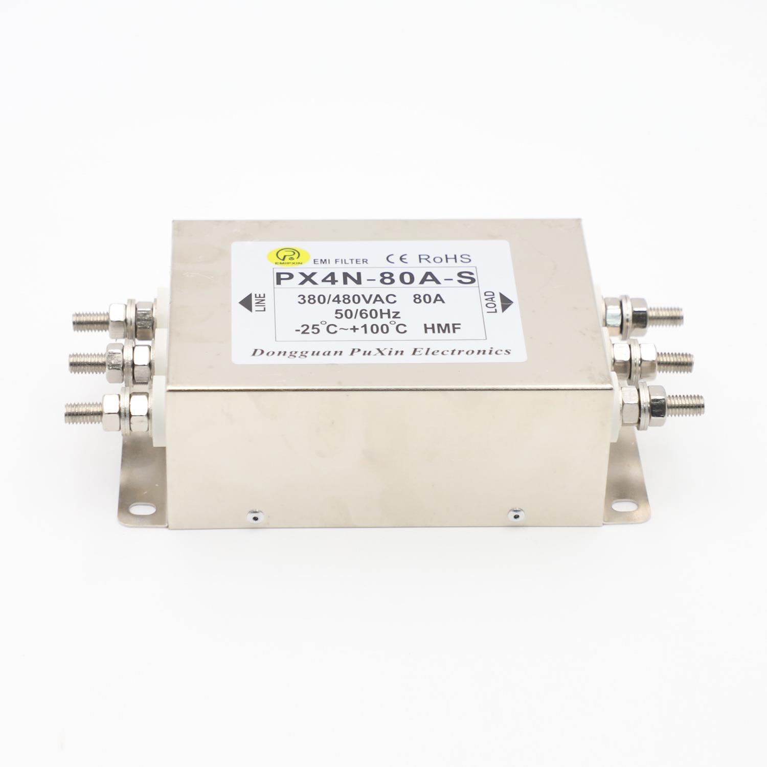 普鑫三相电源滤波器80A200/480V厂家直销注塑机滤波器多电路设计