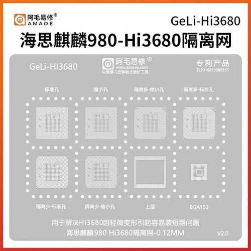 阿毛易修 海思麒麟980-Hi3680隔离网 CPU短路隔离植锡钢网