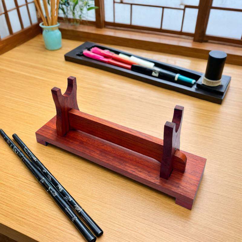 微型实木架底座陈列剑架中式笛子摆架工艺礼品摆饰萧架木制刀架摆