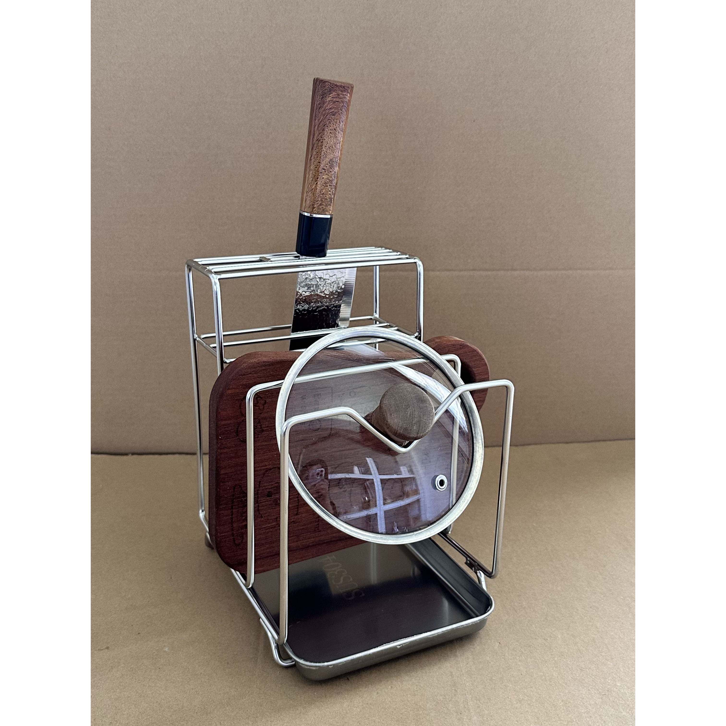 博尚家304不锈钢厨房刀架置物架多功能菜板砧板架一体式收纳架