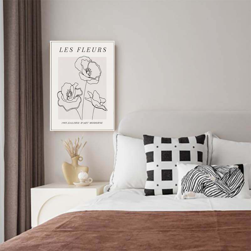 极简白色线条花装饰画摆件床头电视餐厅边柜桌面上的饰品黑白卧室,家居饰品,现代装饰画,淘宝优惠券,粉丝福利购,淘宝优惠卷