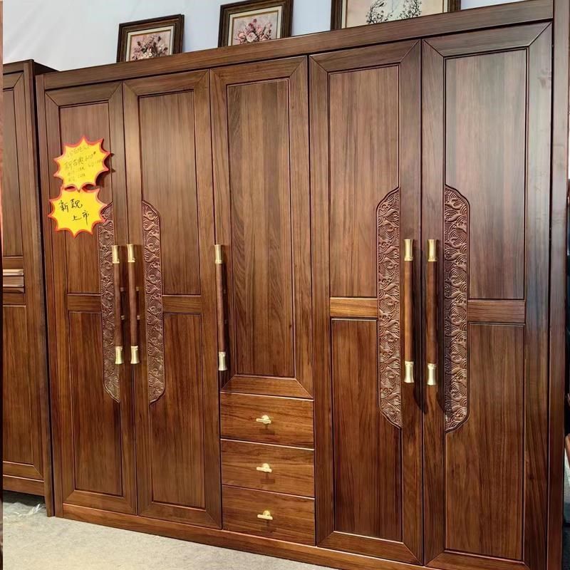 新古典全实木衣柜乌金木高端卧室家用中式对开门纯木质四五门衣橱,住宅家具,独立衣柜,淘宝优惠券,粉丝福利购,淘宝优惠卷