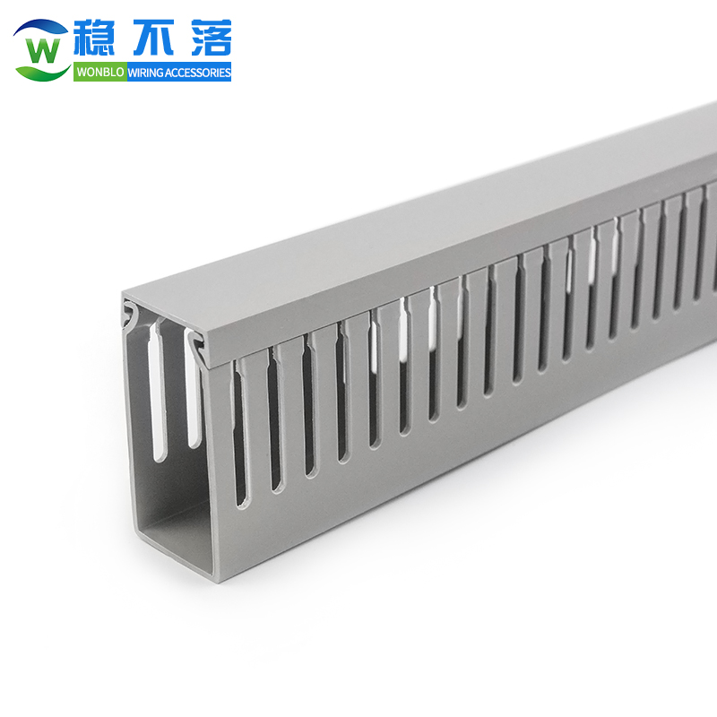 pvc线槽明装塑料阻燃灰色密齿细齿工业配电柜箱U方型行走布绝缘板