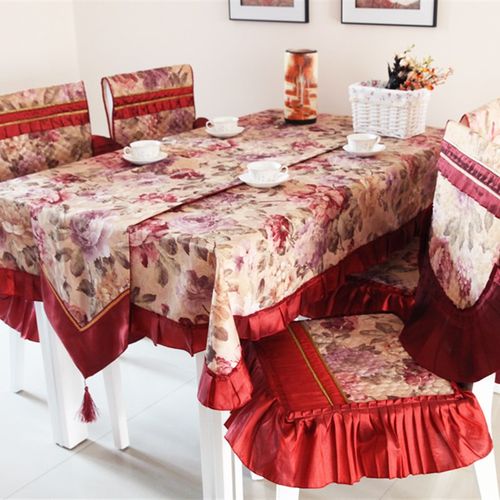 一朵 欧式布艺方形台布圆桌布欧式餐椅垫经典茶几餐桌布椅子套