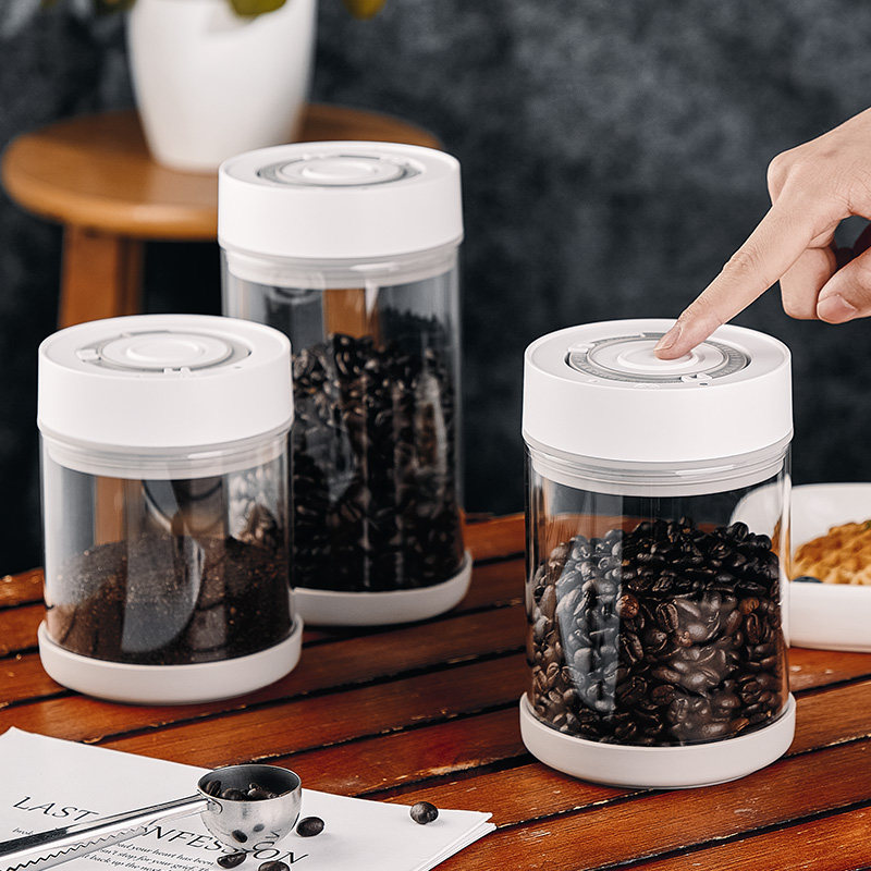 电动抽真空密封罐咖啡豆保存罐单向排气玻璃咖啡粉便携养豆储存罐