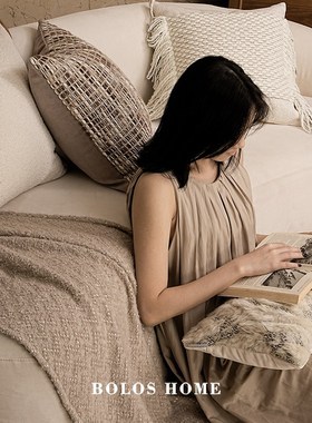 柏洛斯Rhyming简约棉麻高级感酒店样板间客厅沙发抱枕长条靠腰垫