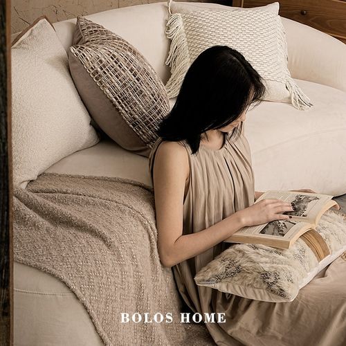 柏洛斯Rhyming简约棉麻高级感酒店样板间客厅沙发抱枕长条靠腰垫