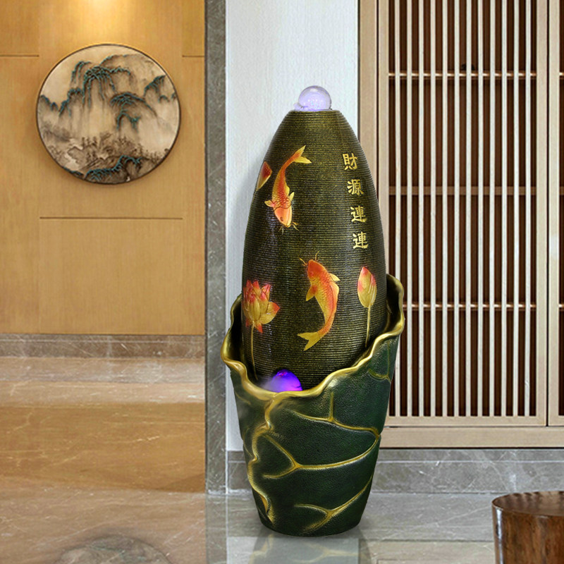 创意假山流水喷泉水晶球转运球摆件客厅室内招财蛋水景观装饰礼品