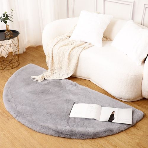 简约风半圆形地毯客厅茶几垫卧室床边毯超柔软儿童房可爱毛绒地垫