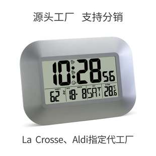 跨境欧美简约大堂客厅卧室墙贴钟LCD数字显示多功能万年历壁挂钟