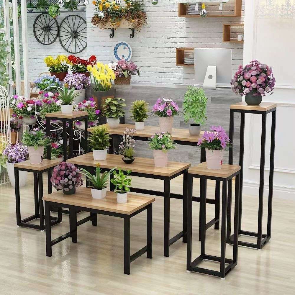 铁艺花架花店中岛花束小桌子鲜花流水展示架高低落地橱窗花盆展T&