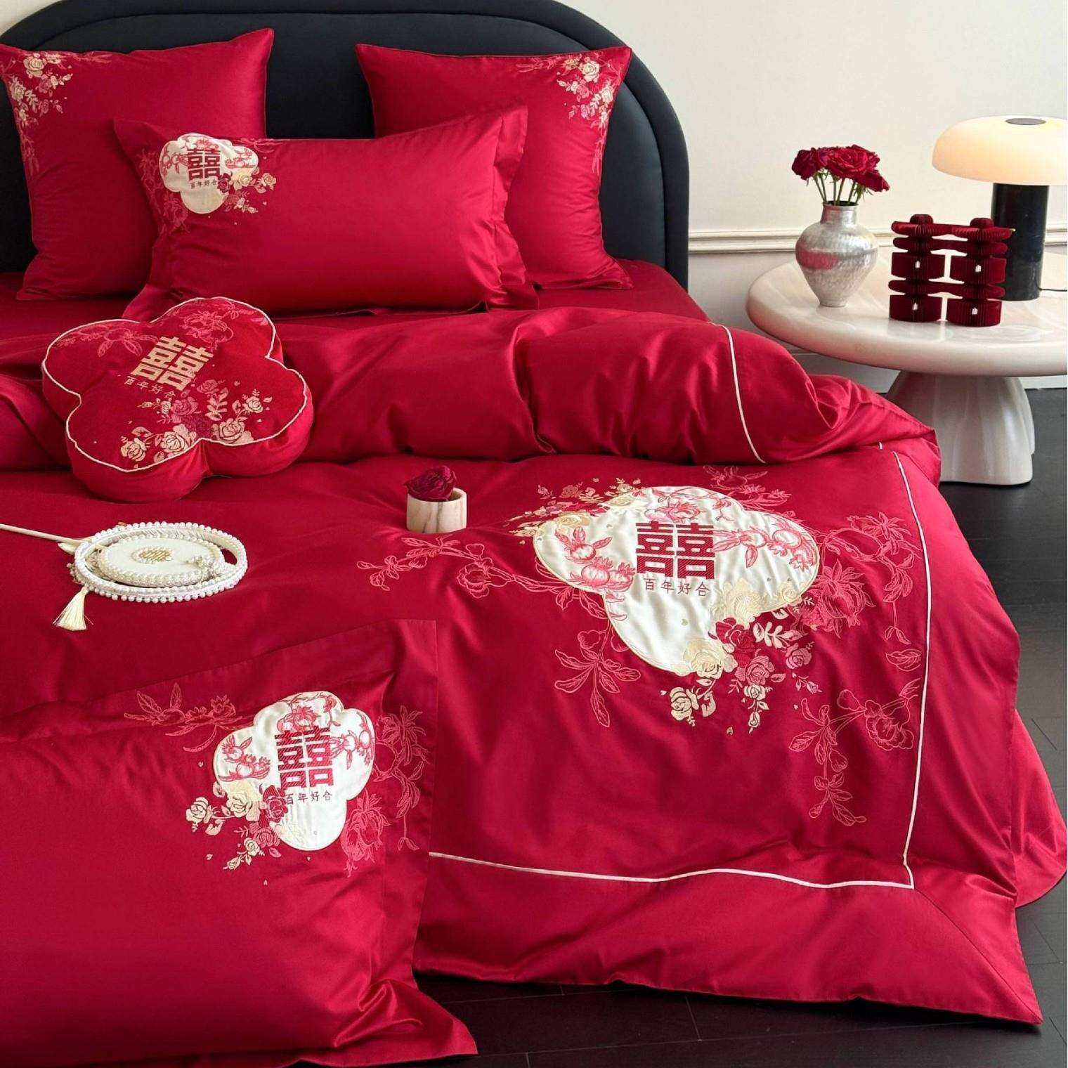 高端100S长绒棉婚庆四件套卧室亲肤柔软花鸟刺绣款被套床单床品4,模玩/动漫/周边/娃圈三坑/桌游,模型制作工具/辅料耗材,淘宝优惠券,粉丝福利购,淘宝优惠卷