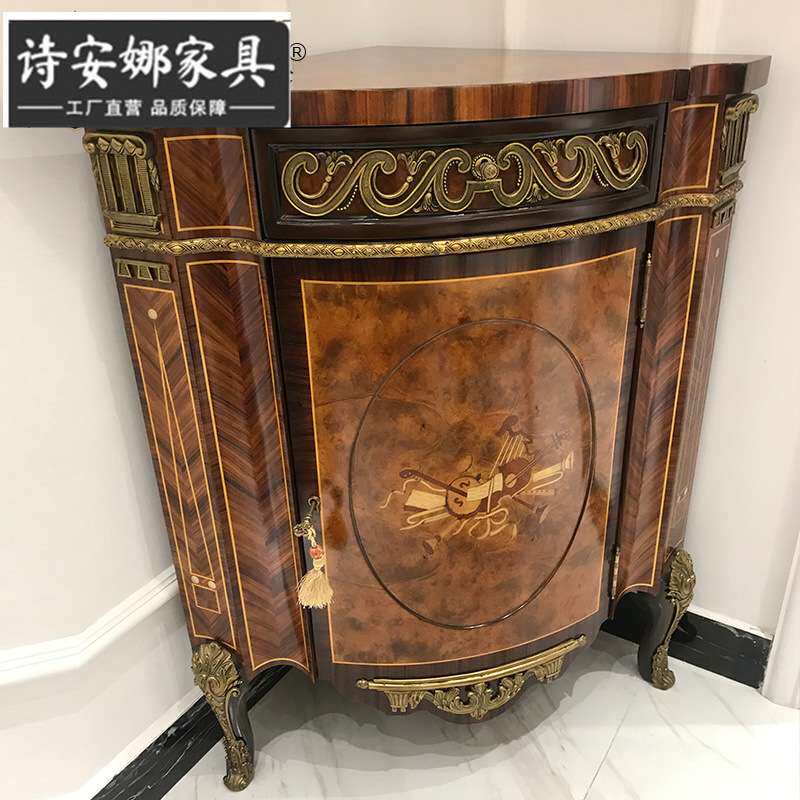 亚历山大三角柜欧式新古典餐边柜英式别墅欧式铜边柜