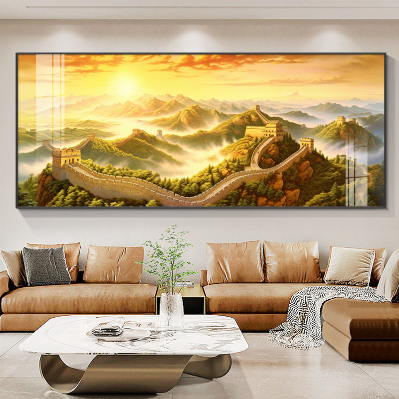万里长城画靠山图办公室客厅装饰画现代横版一整幅沙发背景墙挂画,家居饰品,现代装饰画,淘宝优惠券,粉丝福利购,淘宝优惠卷