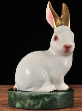 彩铜福兔摆件生肖兔中式摆设家居客厅电视柜装饰品乔迁开业礼品