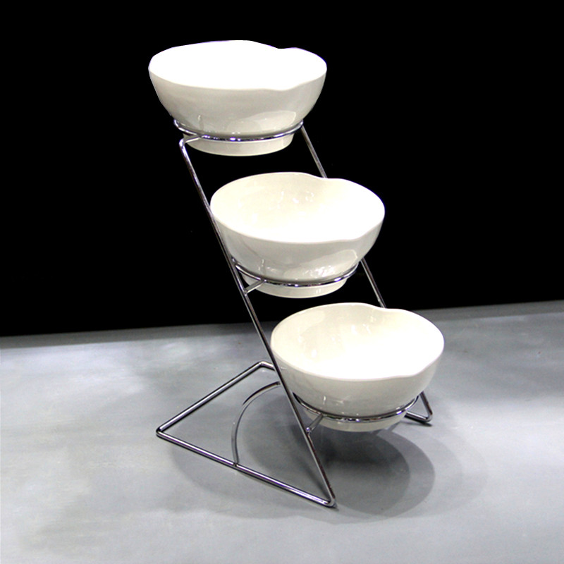 三层自助餐台火锅酒店菜品小调料味咸菜海鲜碗食物展示盘架子摆台