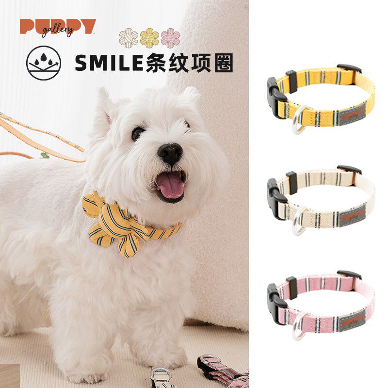 韩国puppygallery花朵条纹狗狗项圈围脖宠物脖圈颈圈牵引绳小型犬