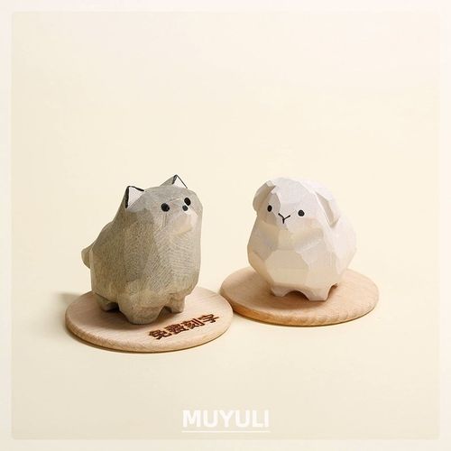 手工木雕小狼小灰狼绵羊小羊摆件情侣生日圣诞节情人节礼物可爱女