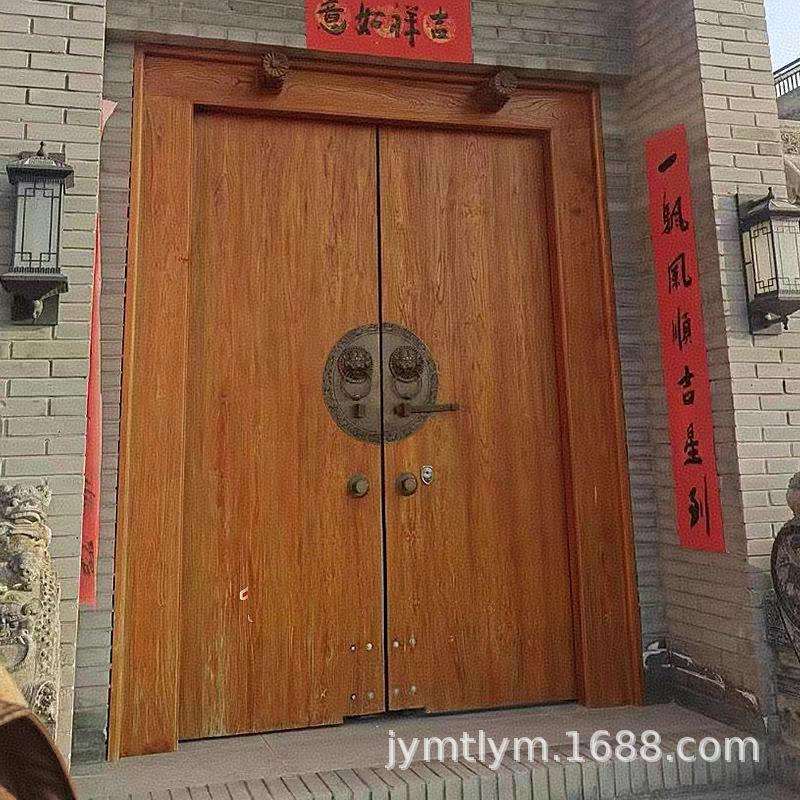 老榆木大门别墅大门农村院门民宿中式仿古庭院门实木单双开门