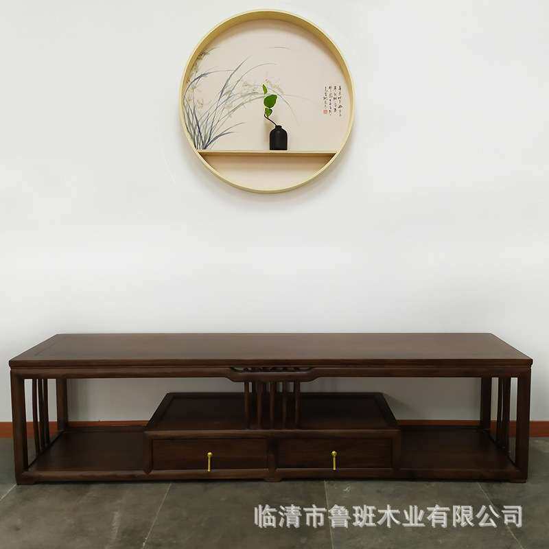 鲁班一木新中式禅意实木电视柜客厅落地柜现代简约储物柜家具