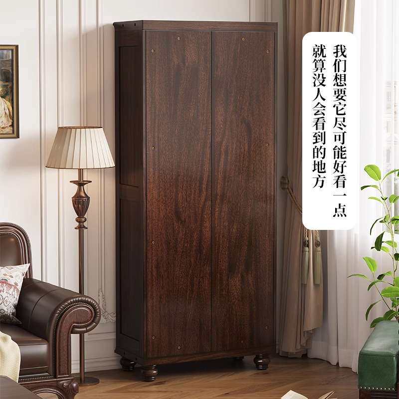 美式全实木书柜家用客厅黑胡桃木展示柜书房复古老钱风收纳储物柜