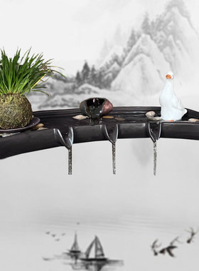 流水摆件循环水系统古法养鱼缸过滤造景搭配石槽瓦缸水池庭院配件