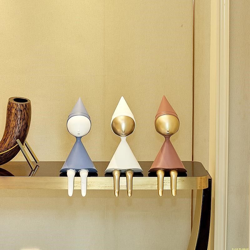 高端现代极简卡通小孩坐姿摆件客厅电视柜儿童房高级感H创意家居