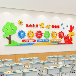 社会主义核心价值观墙贴幼儿园爱国主题环创布置教室文化墙面装饰