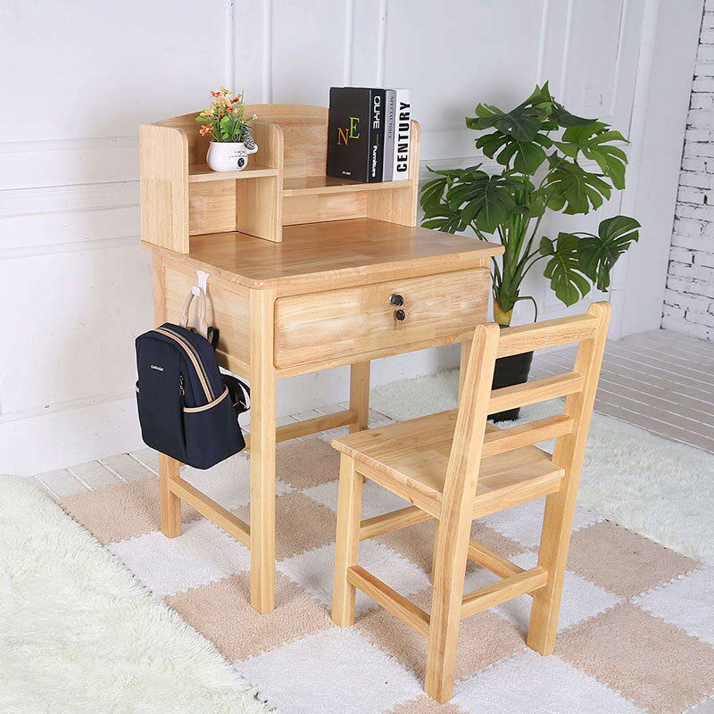 纯实木免组装整体套装书架书桌写字台学习桌课桌椅家用学生原木桌,住宅家具,儿童学习桌,淘宝优惠券,粉丝福利购,淘宝优惠卷