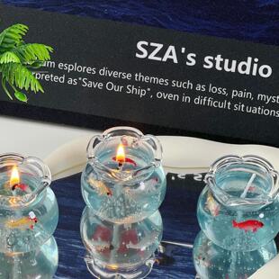 泡泡小鱼缸香薰蜡烛送闺蜜女生礼物小众精致可爱摆件卧室氛围淡香