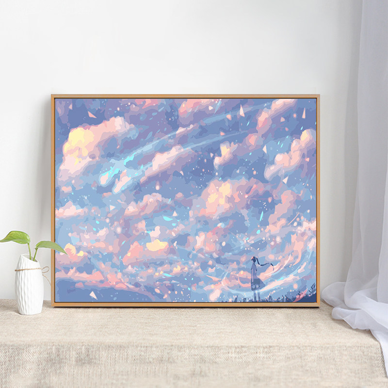 消磨时间的手工 女生孕妇创意打发时间diy数字油画填色减压装饰画