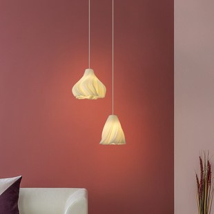 卧室床头吊灯法式 奶油风氛围组合灯具客厅背景墙双头圆盘长线吊灯