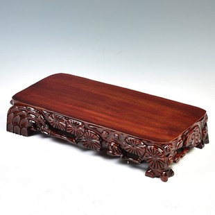 泰山石奇石底座长方正方形实木可挖槽鱼缸花盆摆件石头底座可定做