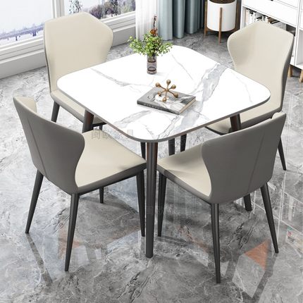 一桌四椅组合岩板洽谈桌椅现代简约接待会客阳台小方桌家用餐桌椅