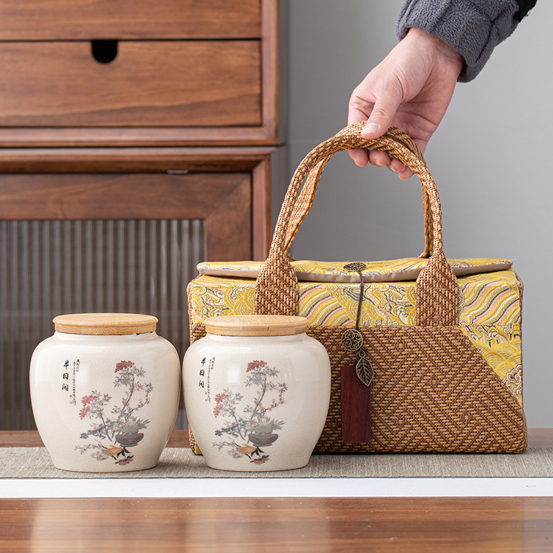 复古茶叶包装礼盒空盒子高档陶瓷茶叶罐半斤普洱红茶绿茶白茶通用