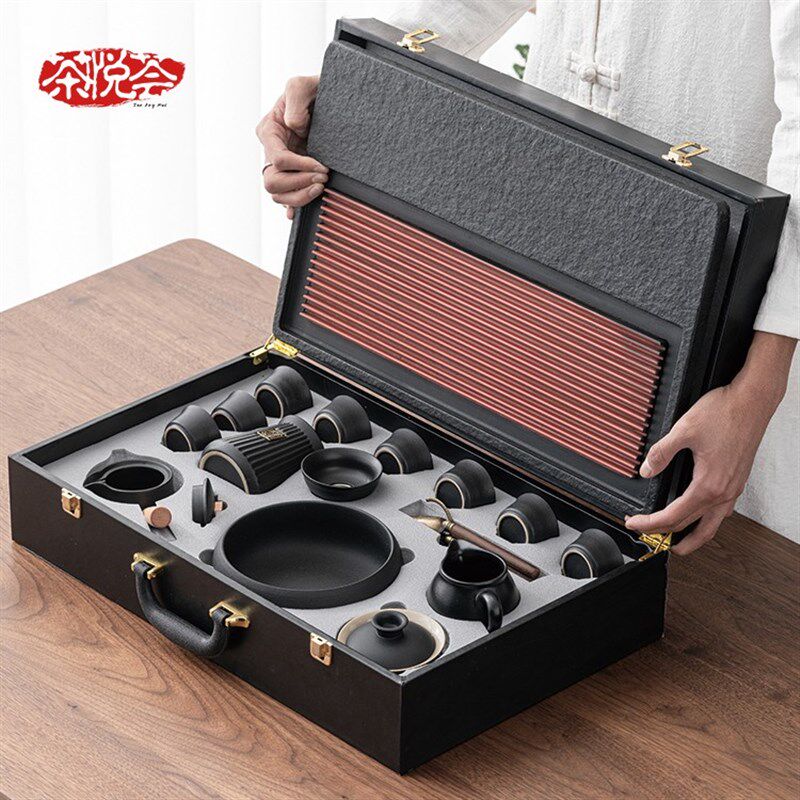 茶悦荟 整套功夫茶具套装茶盘小型泡茶壶盖碗家用办公高档礼盒装
