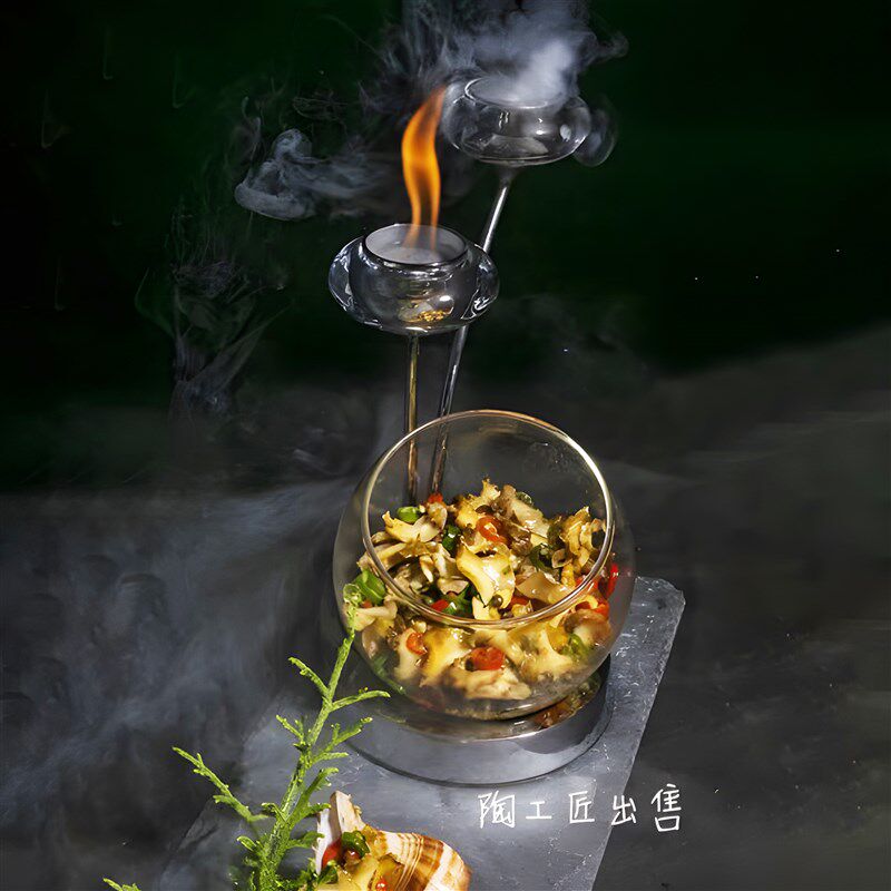 创意酒店玻璃烛台大董意境菜私房菜主题餐厅餐具特色个性烛台盘碗